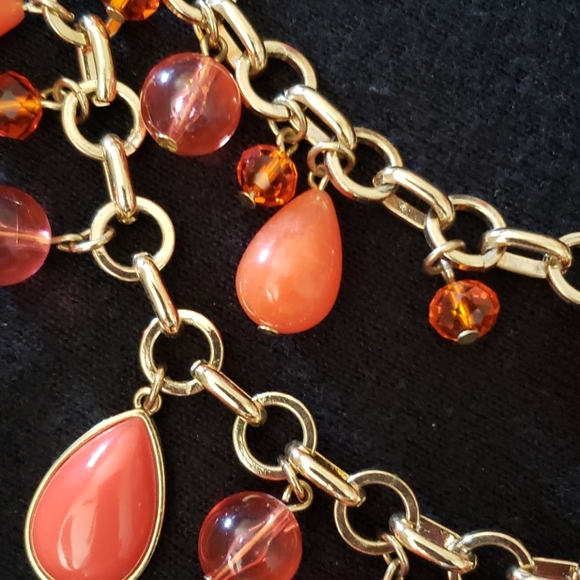 Orange stone double layer necklace - Picture 2 of 3